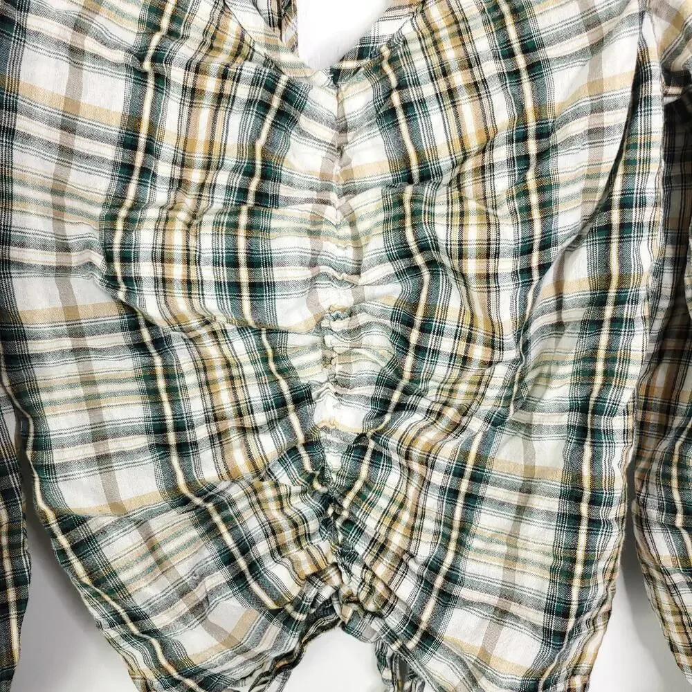 Willow Root Top Womens Small Cinched Front Western Cropped Open Tie Back Cottage
